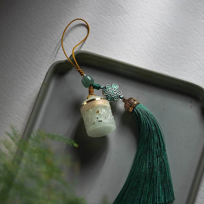 Retro Scented Sachet Box & Luminous Stone Keychain-Lanyard Set with Hanfu Accessories