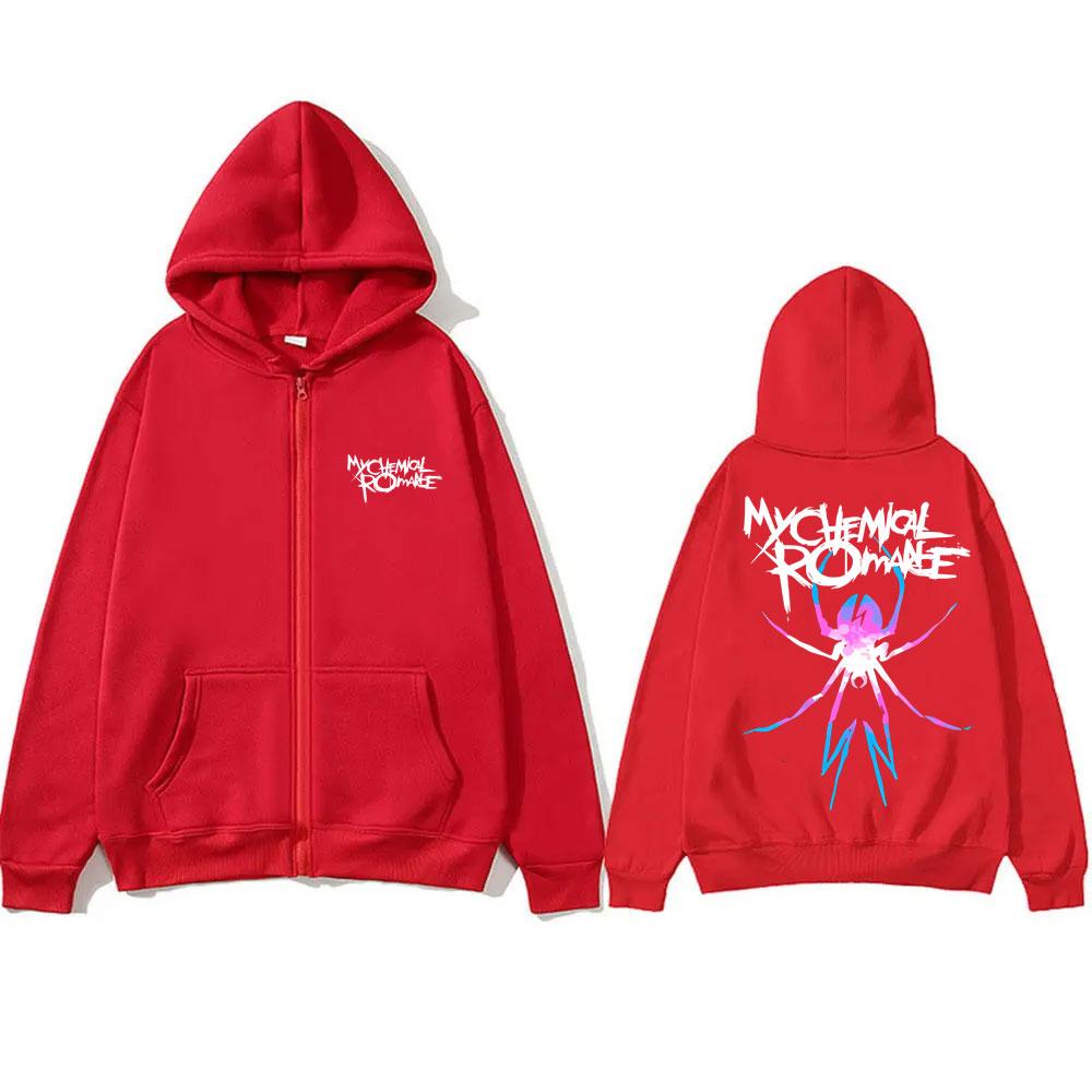 My Chemical Romance Spider Graphic Zipper Hoodie Men Women Vintage Rock Zip Up Sweatshirt Men's Casual Oversized Zip Up Jacket