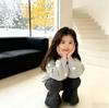 Korean Girls' Autumn Lace Bowknot Hoodie and Flare Pants Set, 2025 New Style
