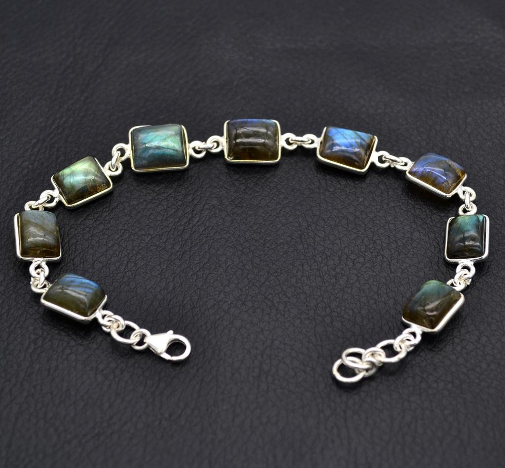 Labradorit Gemstone Femei Bratara Bijuterii din argint 925 Bratara lucrata manual