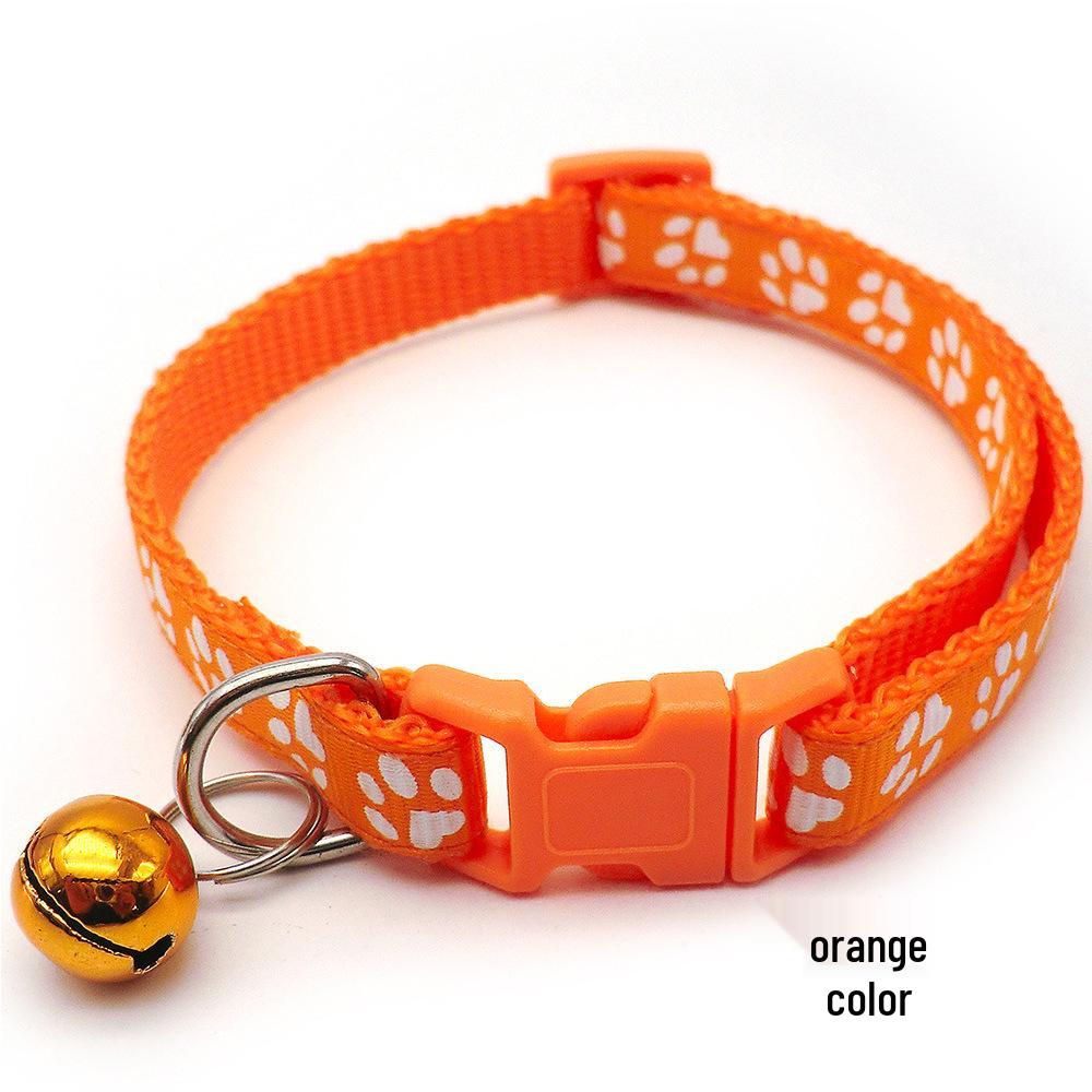 Adjustable Safety Pet Collar with Bell and Dog Paw Pattern for Cats & Dogs