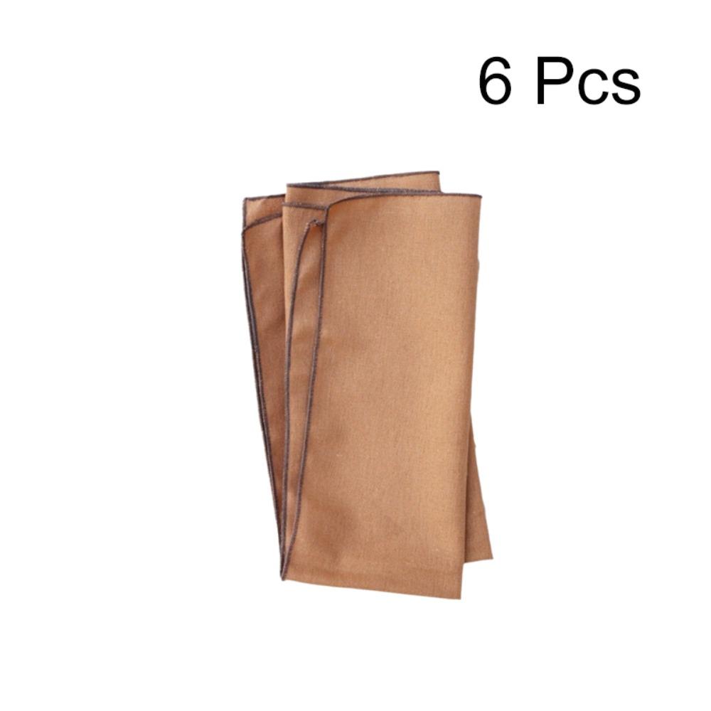 

6PCS Sewn Edged Cotton Linen Napkin Solid Color Cloth Napkin Eco-friendly Tea Towel Hotel коричневий