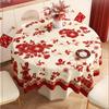 New Year Red Pvc Tablecloth for Dinner Soft Waterproof Anti-Stain Table Cover for Festivals Party Wedding Reusable Home Textile