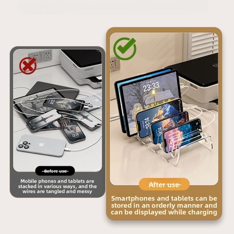6/8 Cells Multi-device Tablet, Electronic Storage Box, Desktop Phone Charging Storage Rack, Stand, Acrylic, Easy To Organize