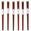 6 Pair Wood Chopsticks Chinese Brown Cartoons Non-Slip Reusable Sushi Tableware Food Stick Festival Household Kitchen Supplies