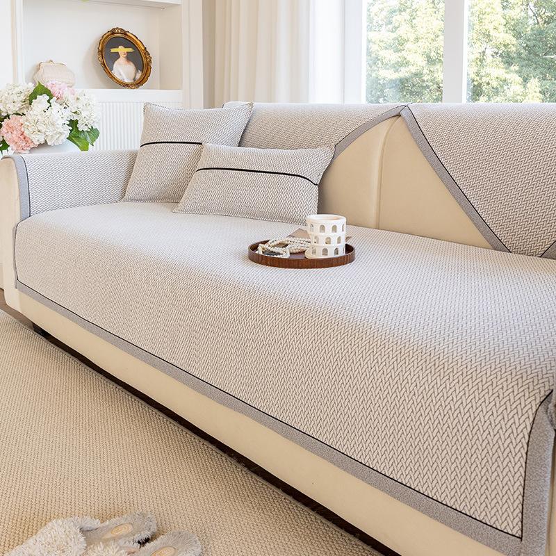 Living Room Light Luxury Simple Sofa Cushion Chenier Non-Slip Straight Row Sofa Cover Four Seasons Universal Breathable Sofa Cover