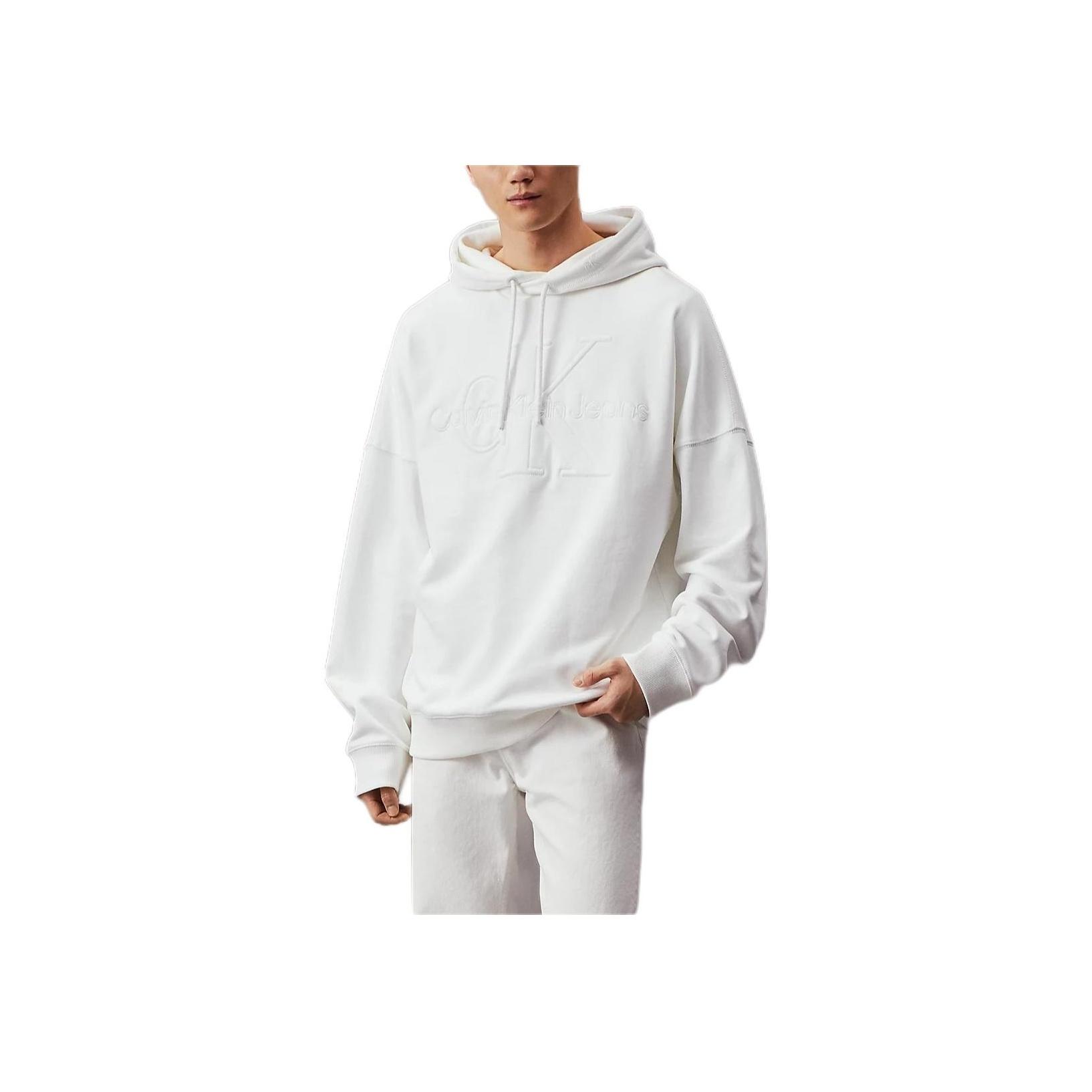 

Calvin Klein Jeans Minimalist Casual Loose Hooded Comfortable Letter Long Sleeve Sweatshirt Men sweatshirt White J30J325150-YAF M