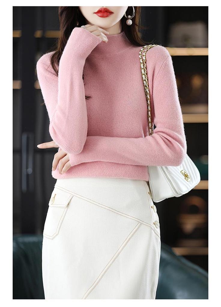 2023 Women's High Neck Pure Wool Knit Sweater - Autumn/Winter Base Layer