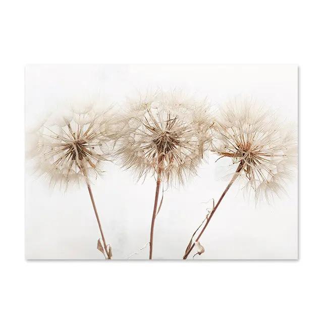 Nordic Beige Dandelion Painting Poster Reed Canvas Art Print Flower Posters Bunny Tail Grass Wall Art Picture Living Room Decor