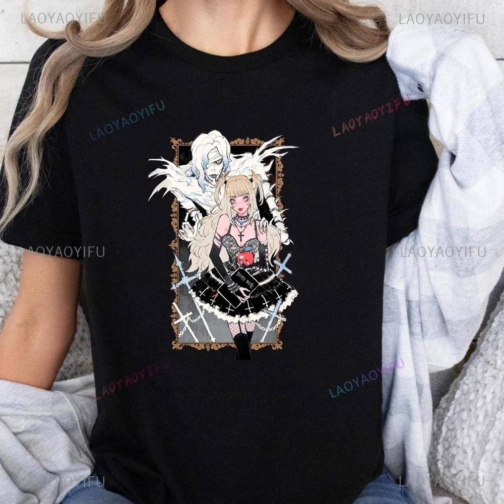 Japanese Anime Death Note Printed T-shirt Top Death Note Unisex Trend Harajuku Short Sleeve Unisex Shirt Graphic Large T-shirt