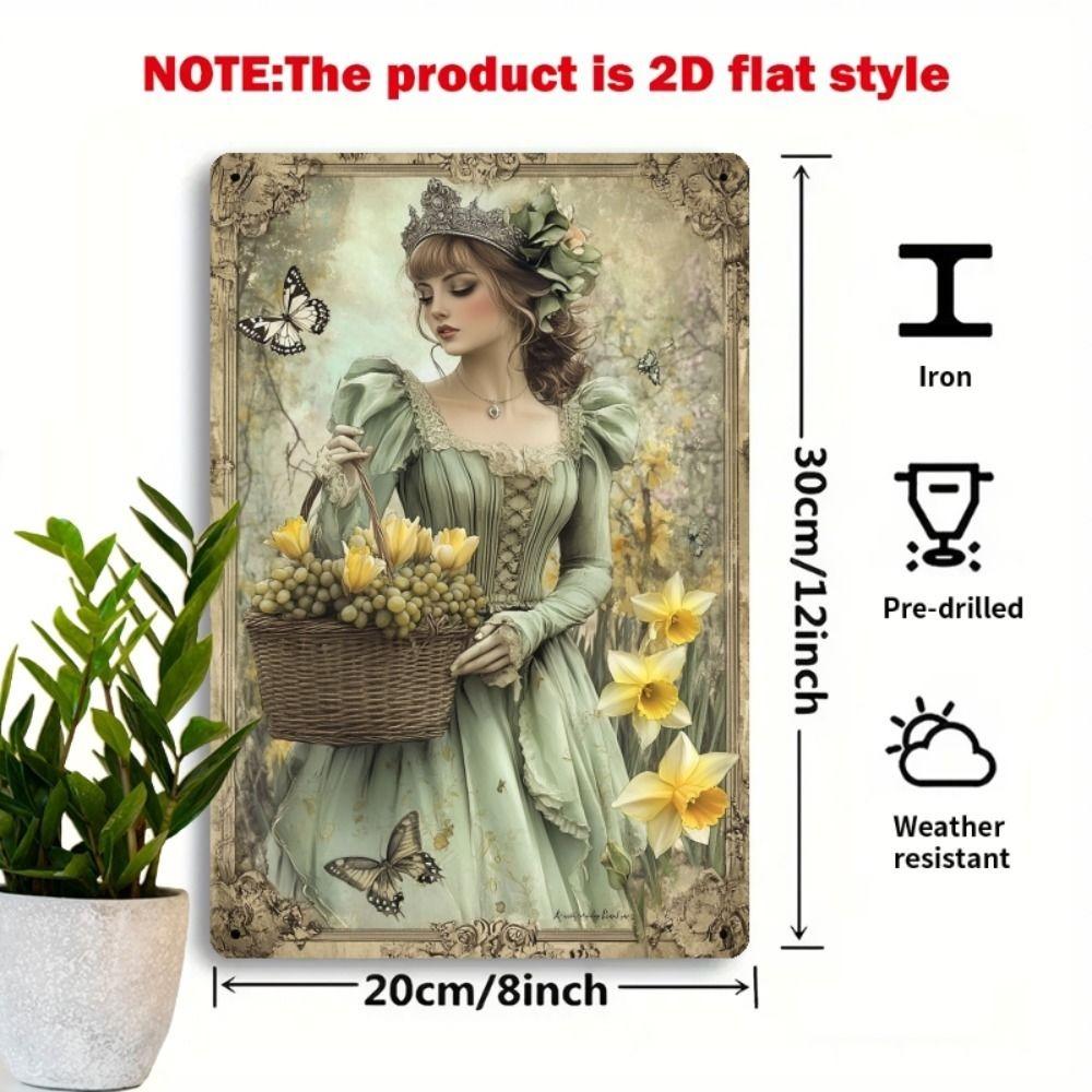 Vintage Metal Flower Wall Art Poster, 20x30cm Decorative Home Garden Sign