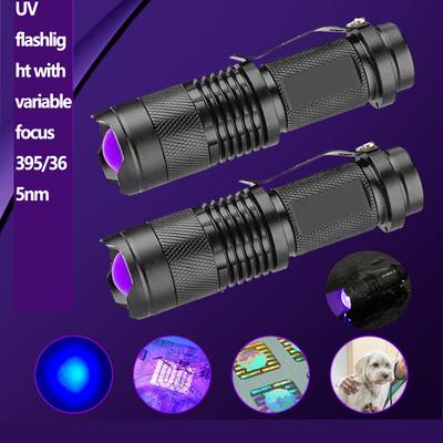 UV-Lila-Taschenlampe, 365 NM/395 NM, Geldscheinprüfer aus Aluminiumlegierung, Fluoreszenzerkennung, UV-Taschenlampe, Skorpionlampe, Lila Lampe