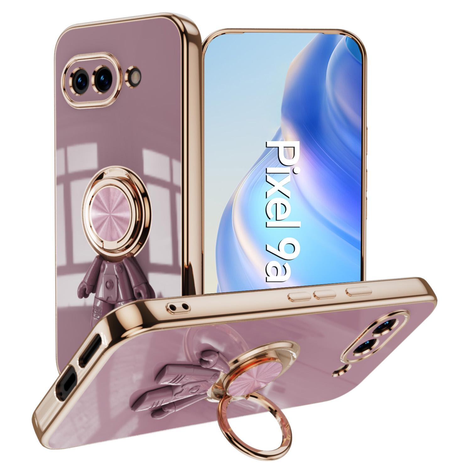 

For Google Pixel 9a Case with Astronaut Ring Kickstand 6D Electroplating TPU Phone Cover E