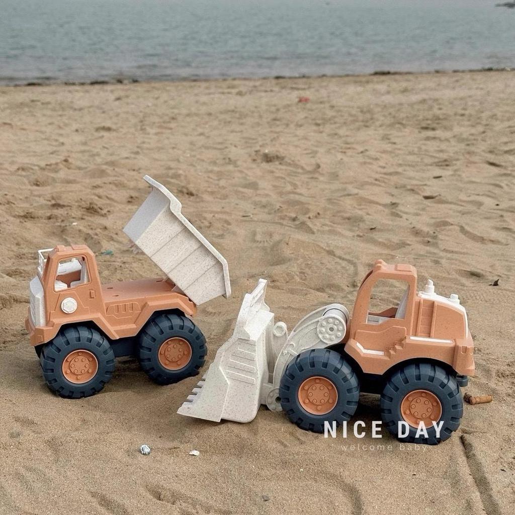 Korean Children's Wheat Straw Beach Toy Set: Boat & Handcart with Water Play and Sand Shovels