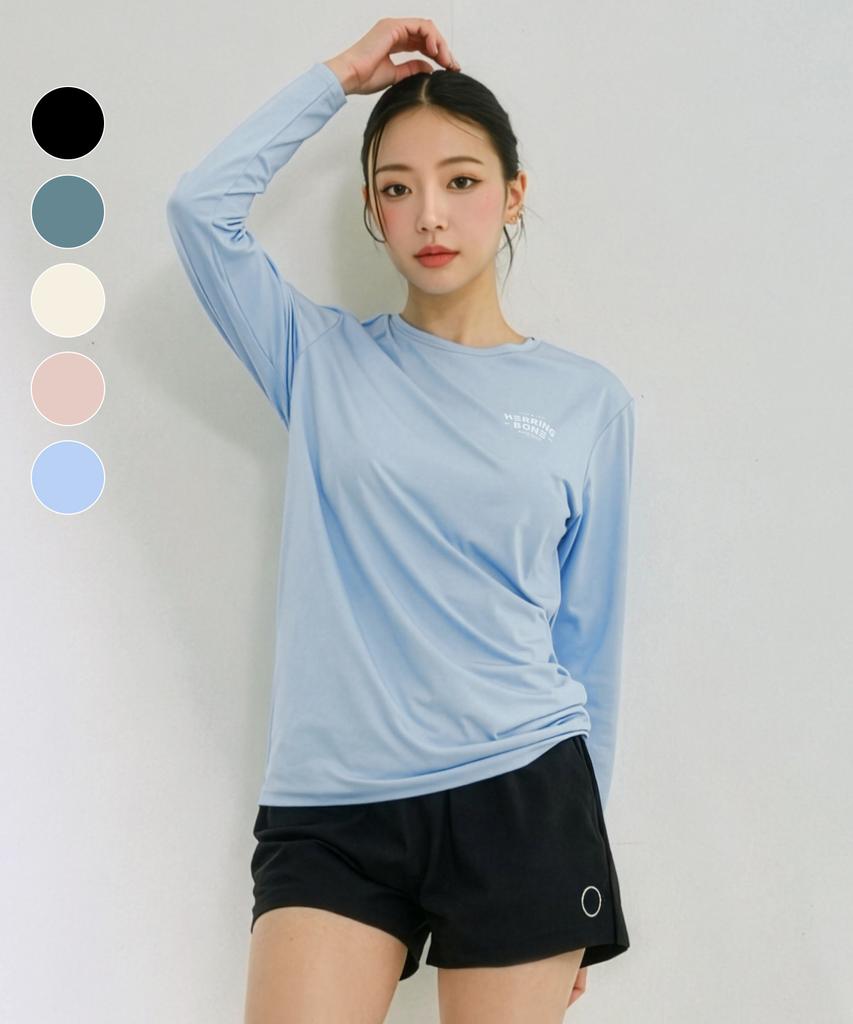 Helingbon Women'S Loose Fit Rash Guard Big Logo Long Sleeve (7 Colors) / Rj408W (A Type)
