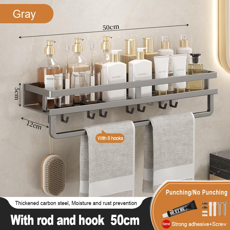 Bathroom Storage Rack Non Perforated Wall Mounted Towel Rack Bathroom Washbasin Cosmetics Storage Rack Wrought Iron Material