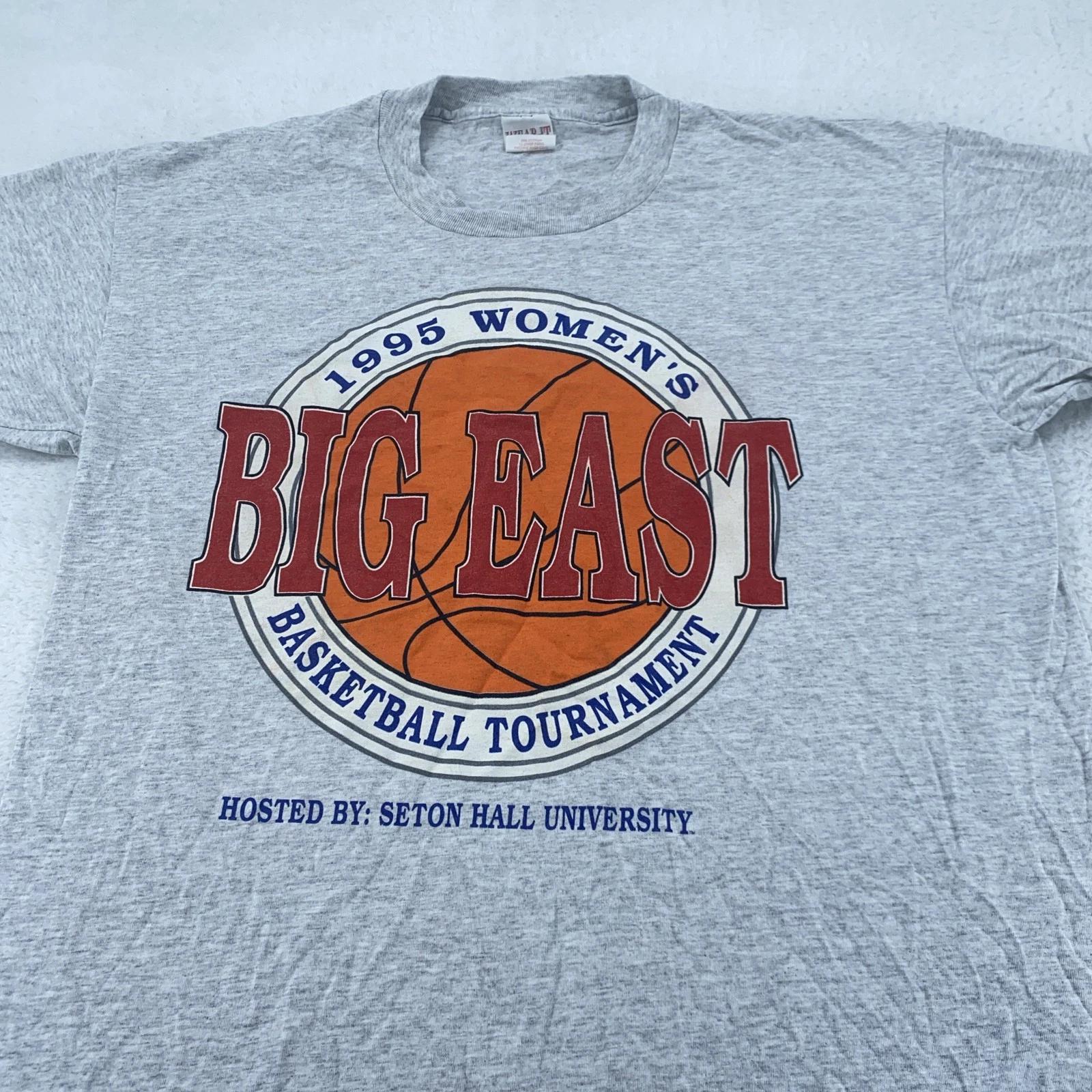 Vintage 1995 Big East Basketball Shirt T-Shirt Mens L/XL NCAA Seton Hall 90s L