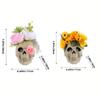 With Flower Sunflower Skull Ornament Plastic Halloween Decoration Prop Skull Statue  Living Room