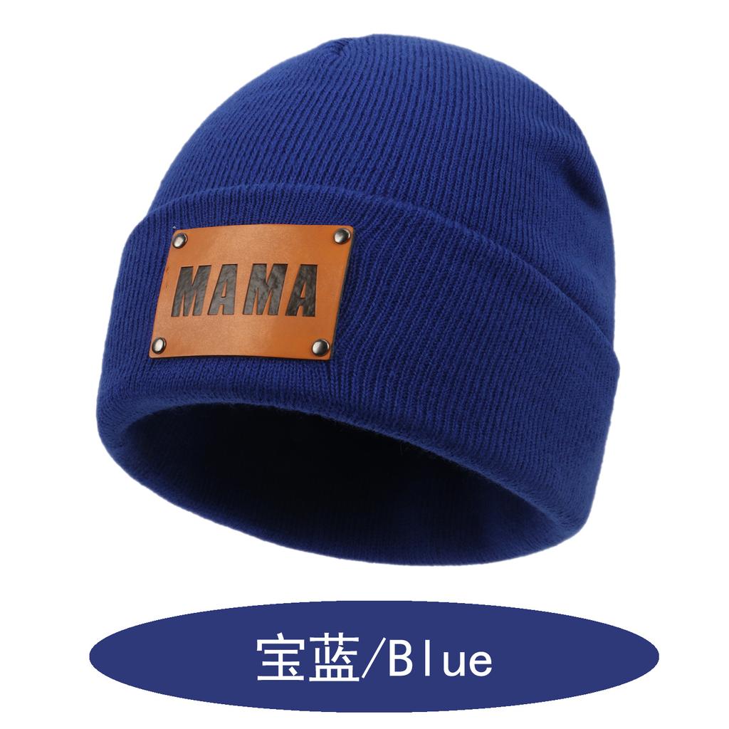 2022 new autumn and winter acrylic wool pullover hat European and American hip hop leather label women's knitted hat