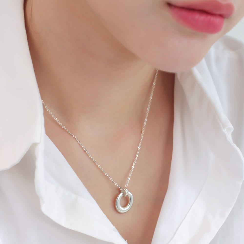 Tandy Silver 925 Interlocking Dual Pendant Necklace Tdn604