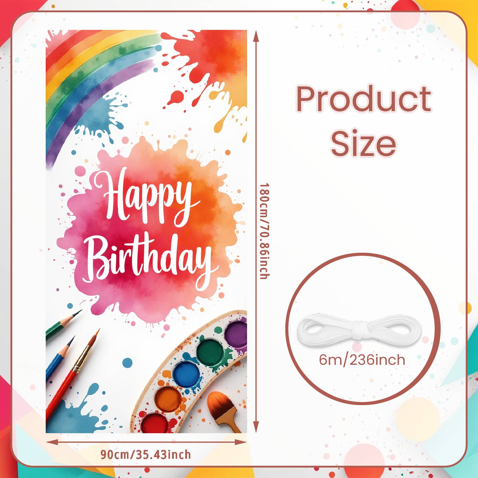 

Party Celebration Backdrop Splash Pattern Birthday Decor Banner Celebration Display Artistic Birthday Party Banner