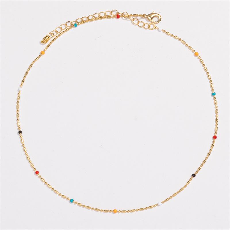 

Корейское красочное минималистичное колье, вдохновленное IU Ли Джи-ын - Элегантное, милое и роскошное колье-бобовая цепочка золотой