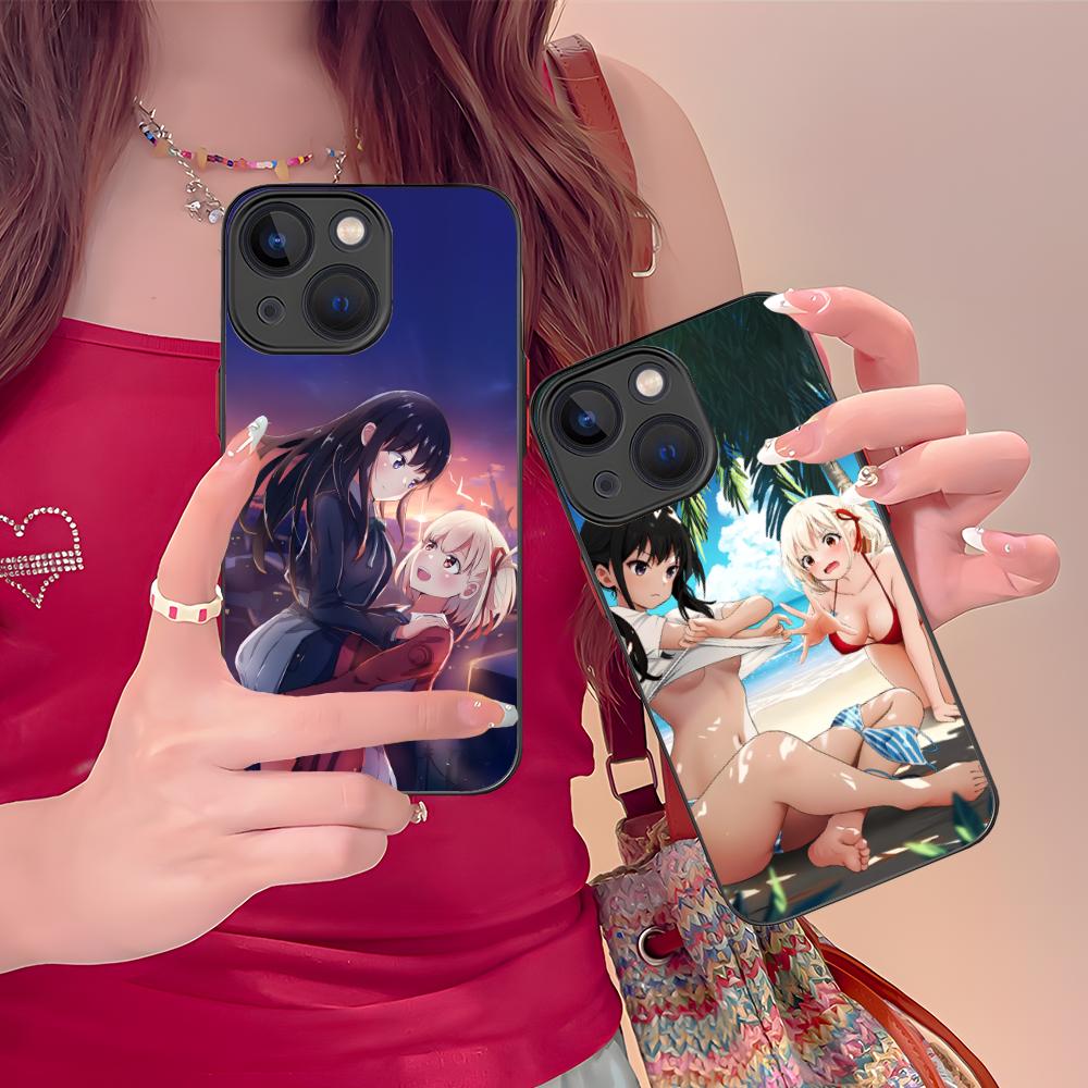 Lycoris Recoil Anime Mobile Phone Case for iPhone 16 15 14 13 12 11 X XR XS 8 7 Pro Max Plus Mini Colour Silicone Protective