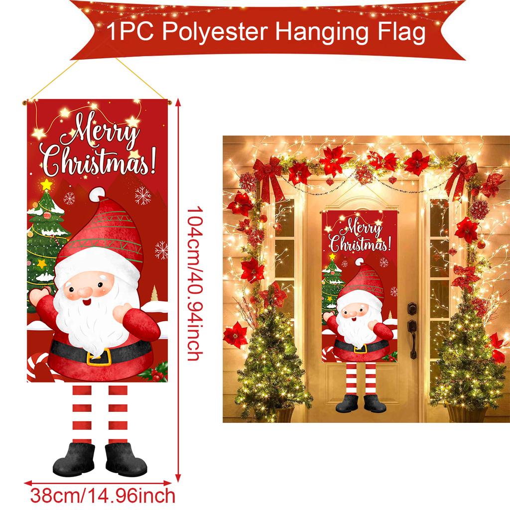 Christmas Santa Claus Hanging Flag Navidad Natal Noel Tree Door Banner Christmas Decorations For Home 2025 Happy New Year 2026