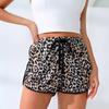 Shorts de Verano Casual para Mujer con Cintura Elástica, Estampado de Leopardo, Cintura Media-Alta