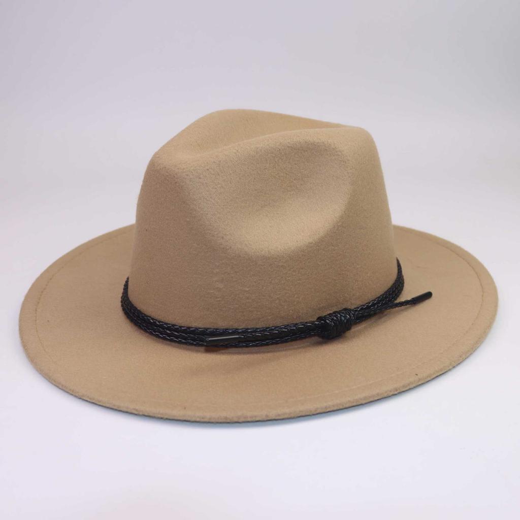 New wool woolen cowboy hat bow men's and women's jazz hat European and American felt hat