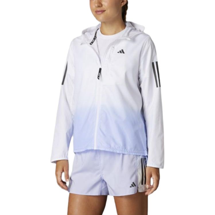Adidas Otr Fw24 B Cb Hooded Zip Striped Long Sleeve Jacket Women Jacket White Purple JC9895