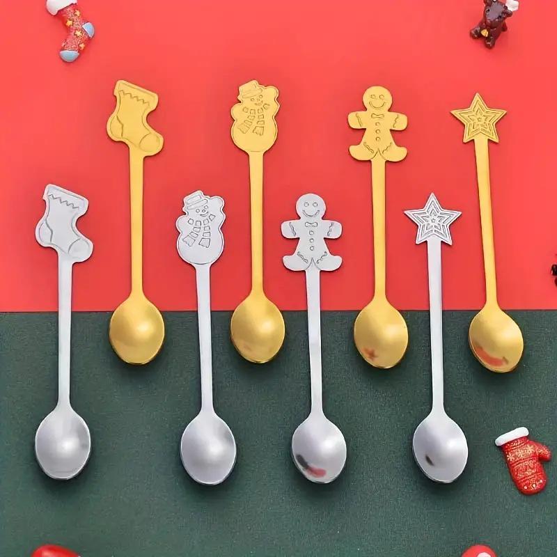 Stainless Steel Christmas Cartoon Coffee & Dessert Spoon Set