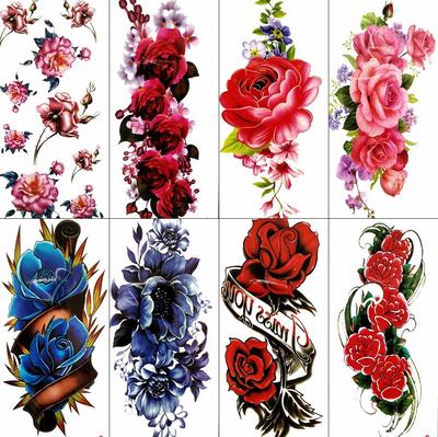 1PC 3D Flower Temporary Tatoo Fake Waterproof Summer Style Tatoo Custom Body Art Arm Tatoo For Women