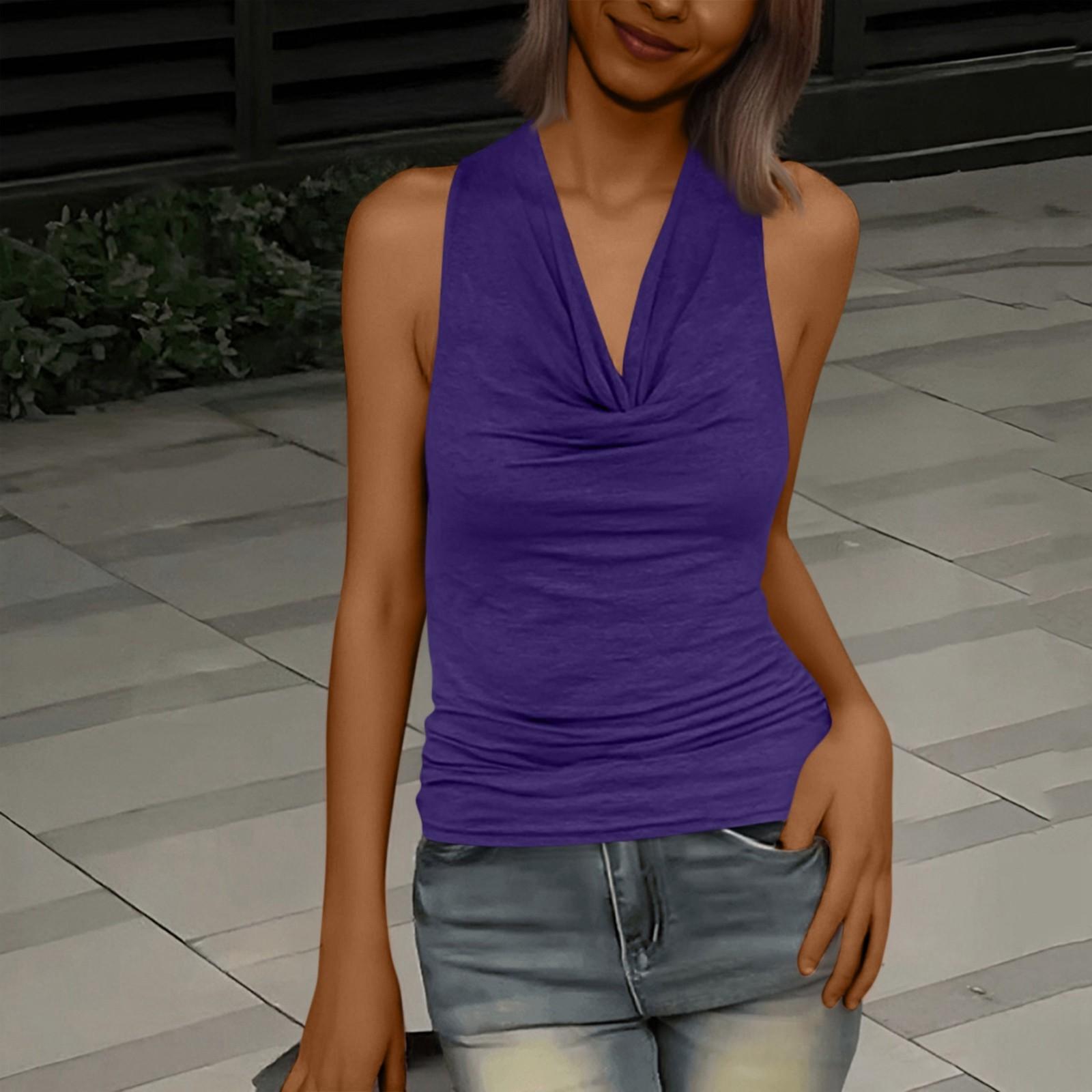 

Women s Fashionable And Casual Sleeveless Solid-color Sexy Backless Top L фіолетовий