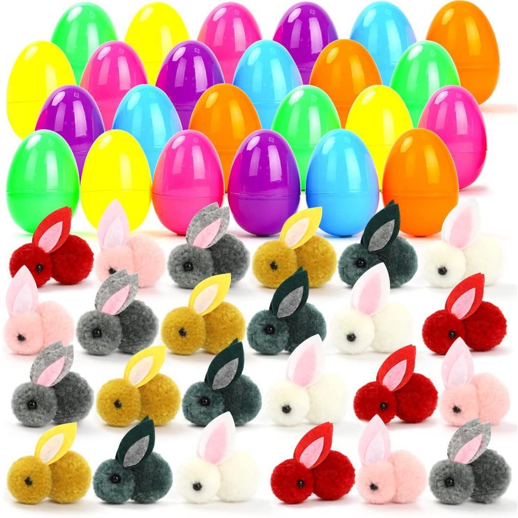 24piece Set Easter Bunny Egg Mini Plush Toys Surprise Egg Creative Children’s Gift Easter Basket Eggs Garden Decor Random Colors