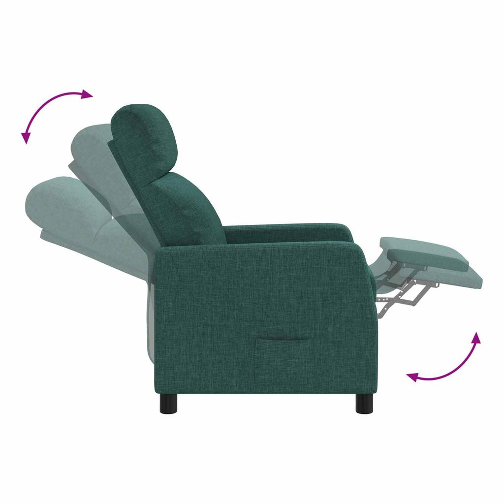 Massage Recliner Dark Green Fabric