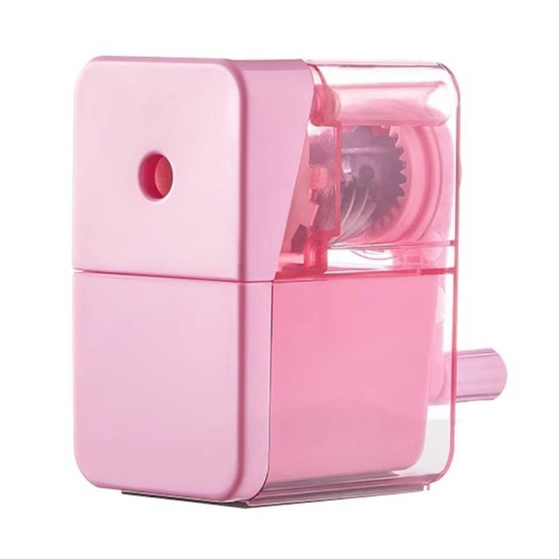 Classroom Manual Pencil Sharpener with Shavings Container, Auto Feeding In Adjustable Thickness Sharpener for Student
