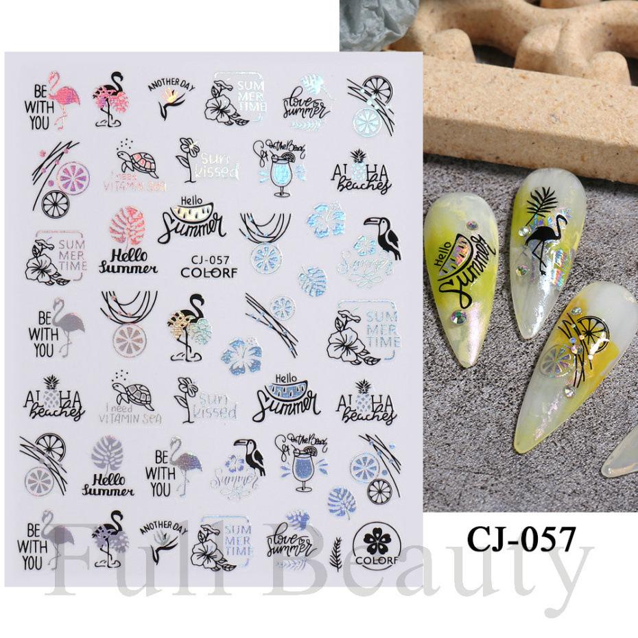 Water Transfer Nail Art Laser Ice Cream Summer 3D Sticker Ocean Manicure Decal Fashion