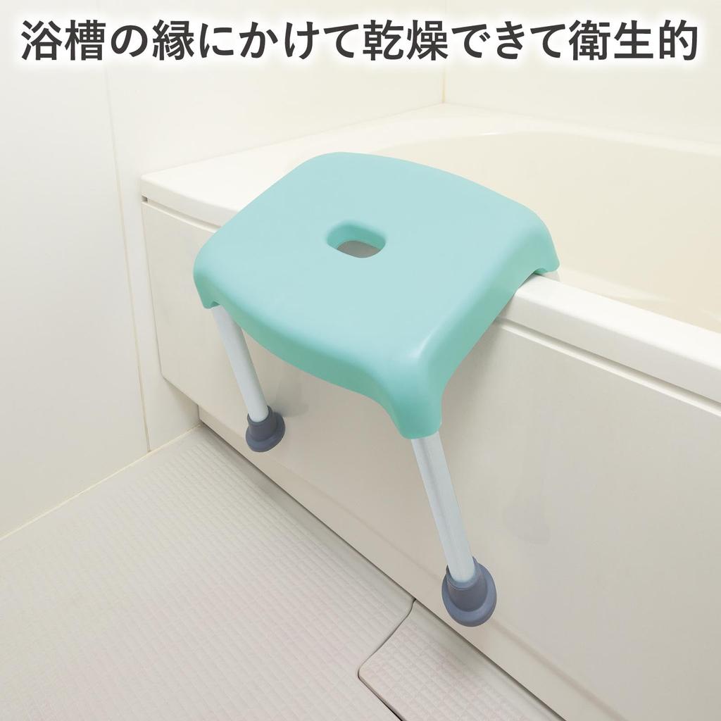 Comolife Bath Chair 33cm, Bathroom Chair, High Bath Stool, Blue, Assembly Required, 4 Legs, for Elderly Care