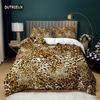 Luxury Leopard Print Bedding Set King Queen Size Microfiber Geometric Stripe 3D Print Duvet Cover With Pillowcases Bedroom Decor