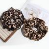 Fashionable Leopard Print Double-layer Large Intestine Headband Hair Accessory, Retro Low Ponytail Headband, Floral Leather Band