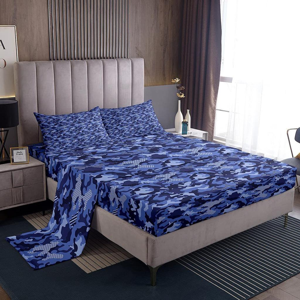 Camouflage Personalized Pattern Bed Hat Four-Piece Bedding Set Bedroom Dormitory Bedding Decoration