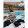 Summer Retro New Cuban Collar Floral Shirt Men's Loose Hong Kong Style Hawaiian Couple Beach Short Sleeve Top