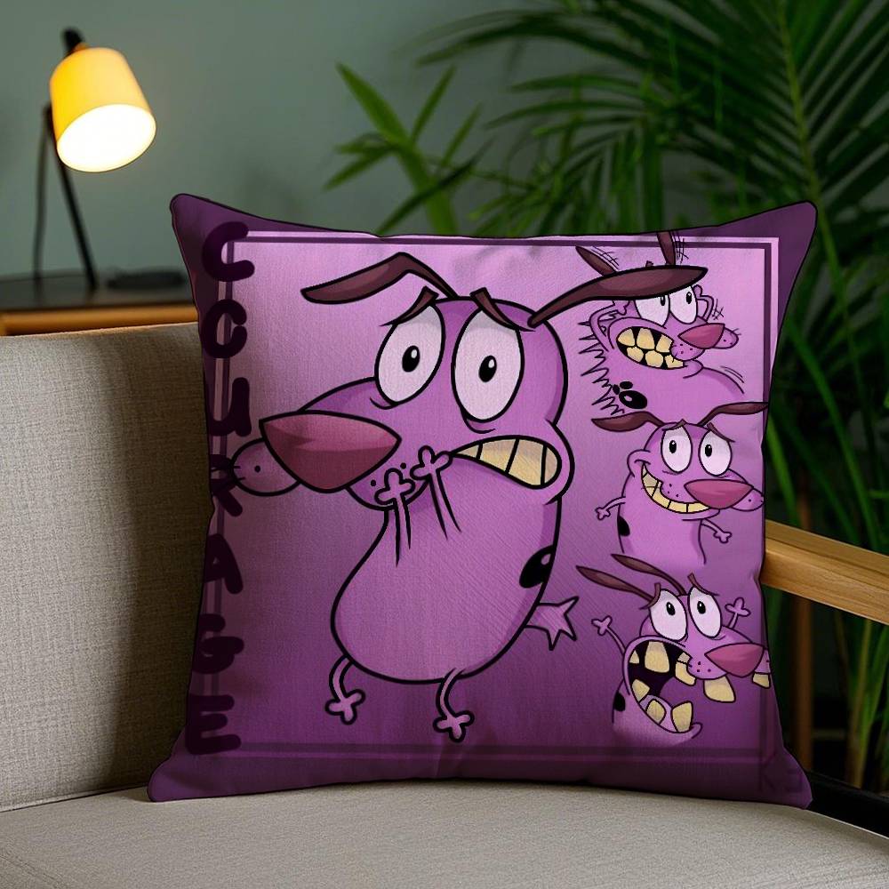 C-Courage Cowardly Dog Pillow Case Home Dorm Chair Back Short Plush Double-sided Printing Office Nap Time Cushion Cover