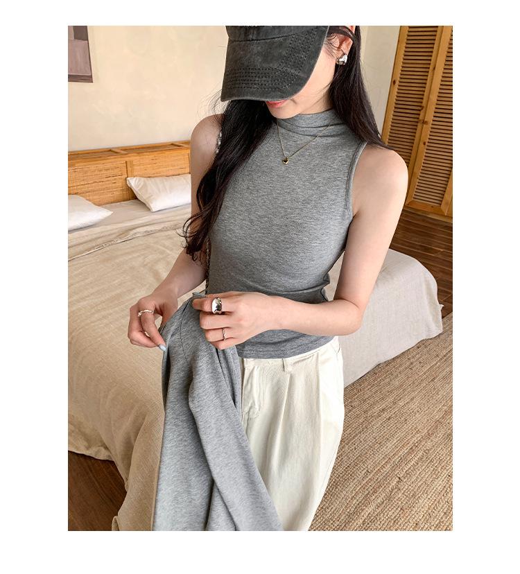 Designer High-Neck Sleeveless Cardigan & Slim Base Layer Set - Versatile Autumn/Winter Style