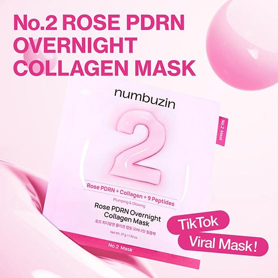 NUMBUZIN No.2 Rose PDRN Overnight Collagen Mask 37g*4EA