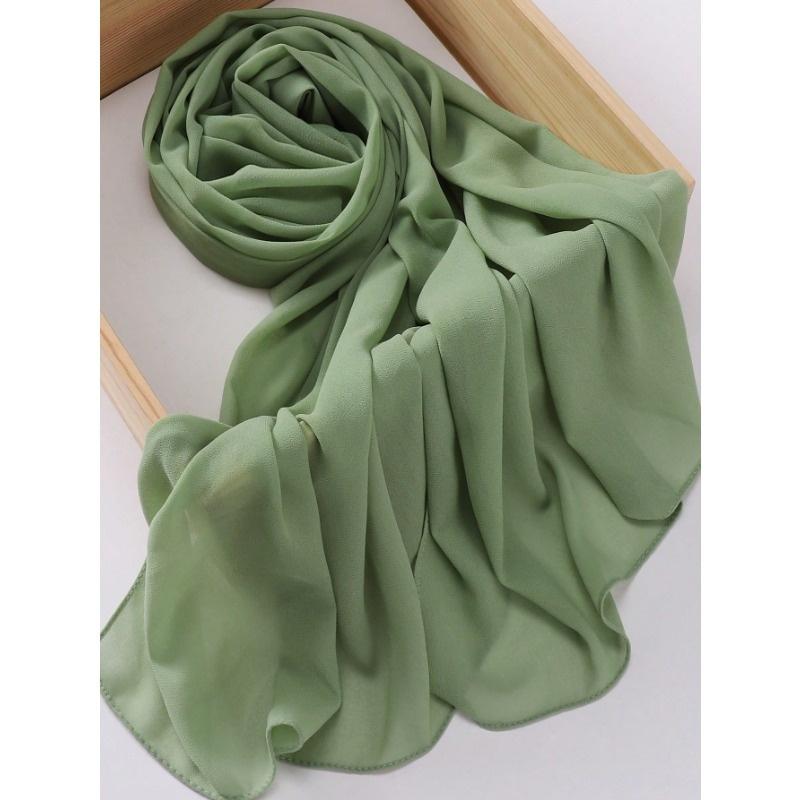

1pc Casual Versatile Solid Color Chiffon Scarf one-size м ята зелений колір