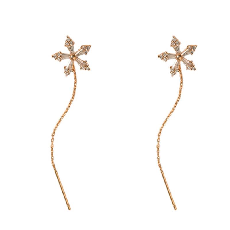 Snowflake Ear Thread Long Tassel Earrings Summer Unique Design Luxury Chic Drop Earrings for Women