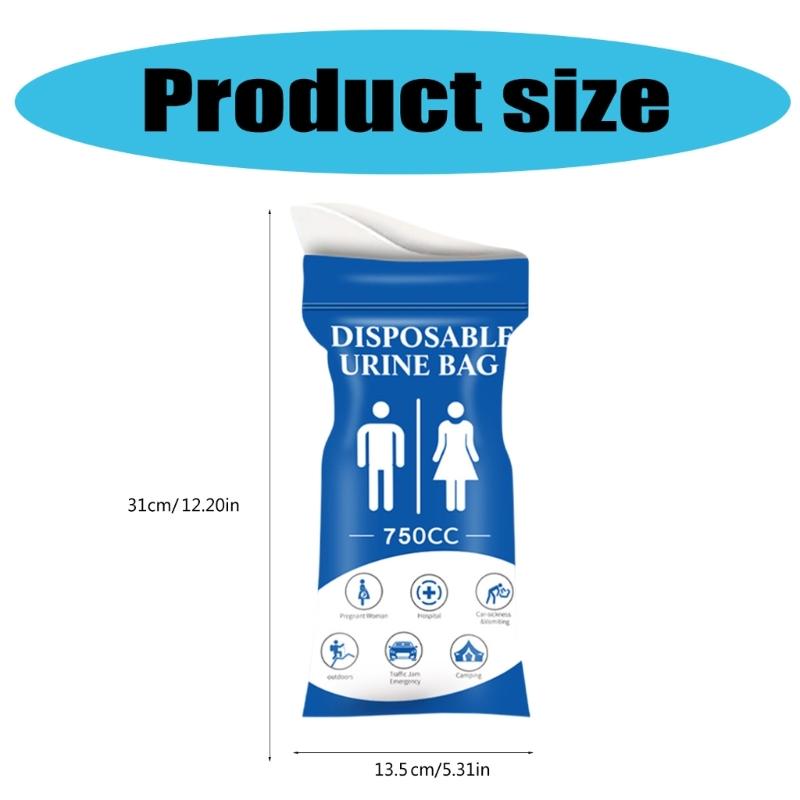 4Pcs Outdoor Emergency Urine Bags Unisex Disposable Urinal Bags 750ML Camping Pee Bags for Road Trip Camping Hiking