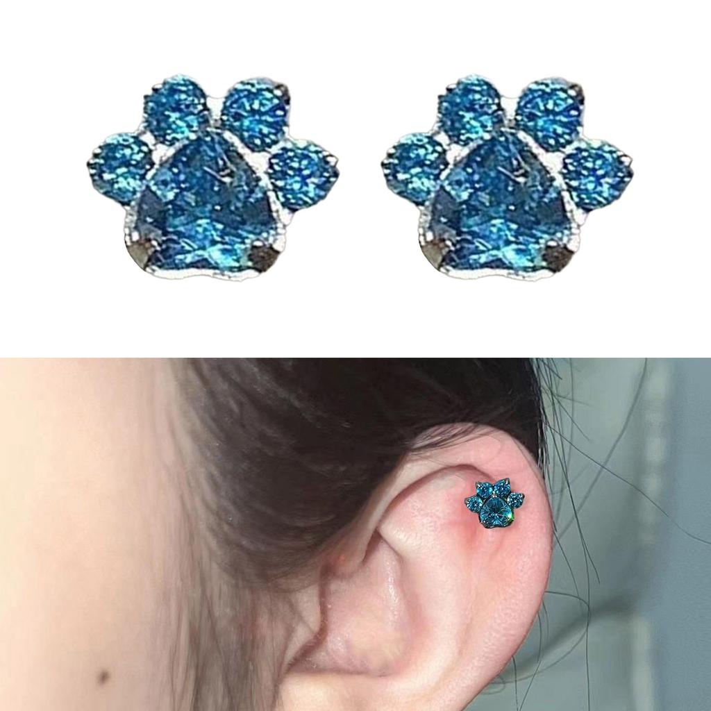 Cute Cat Claw Earrings With Sparkling Crystals Durable Alloy Design Ear Studs For Daily Wear And Special Occasions